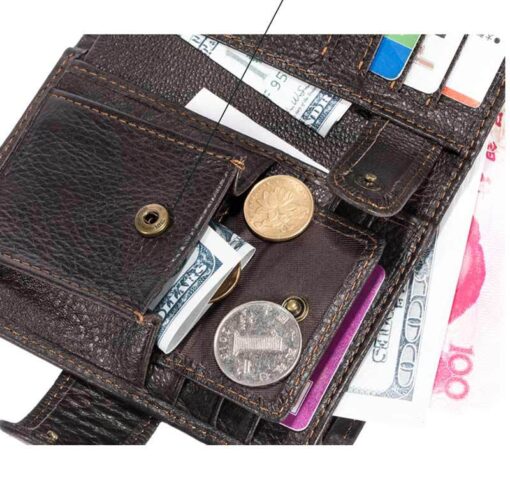 Bull Captain Leather Mens Wallets Vintage Coin Purse With 2 ID Window - Image 12