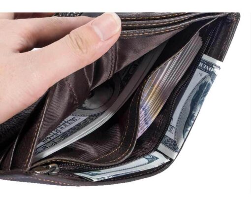 Bull Captain Leather Mens Wallets Vintage Coin Purse With 2 ID Window - Image 13