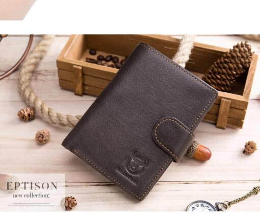 Bull Captain Leather Mens Wallets Vintage Coin Purse With 2 ID Window - Image 14