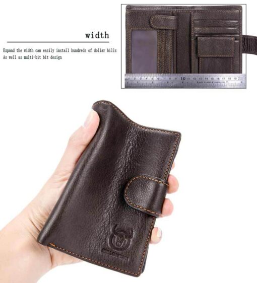 Bull Captain Leather Mens Wallets Vintage Coin Purse With 2 ID Window - Image 15