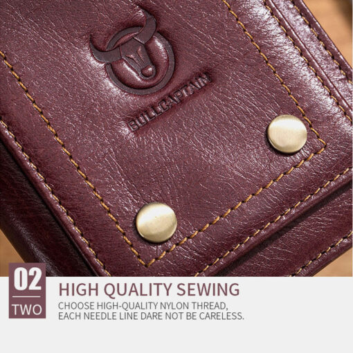Bullcaptain Men Genuine Leather RFID Blocking Zipper Coin Wallet - Image 5