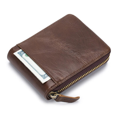 Bullcaptain Zip Around Wallet RFID Blocking Secure Leather Card Holder Wallet for Men - Image 8