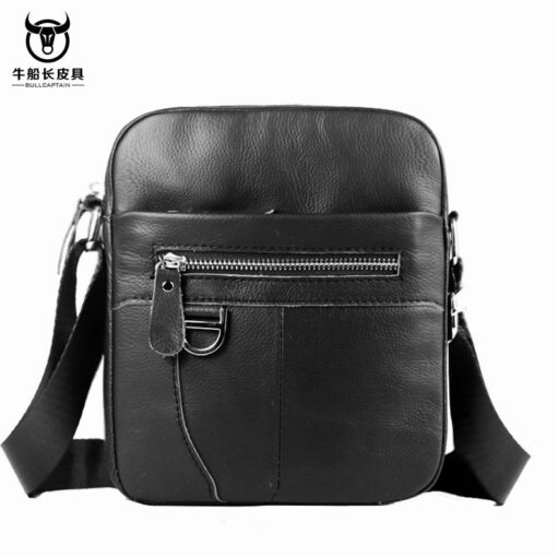 Bull Captain Genuine Leather Men Small Shoulder Messenger Bag Zipper