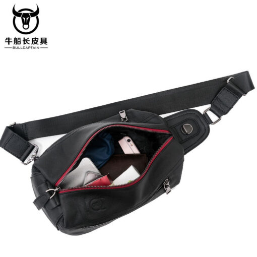 Bull Captain Crossbody Bag Leather Chest Bag for Men Sling Backpack - Image 4