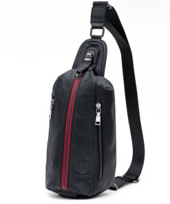 Bull Captain Crossbody Bag Leather Chest Bag for Men Sling Backpack