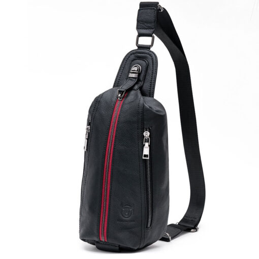 Bull Captain Crossbody Bag Leather Chest Bag for Men Sling Backpack