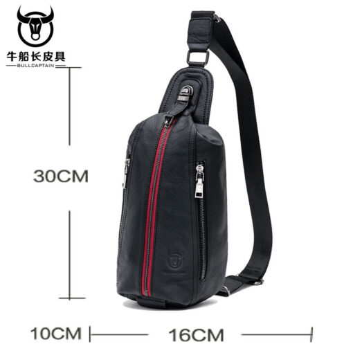 Bull Captain Crossbody Bag Leather Chest Bag for Men Sling Backpack - Image 6