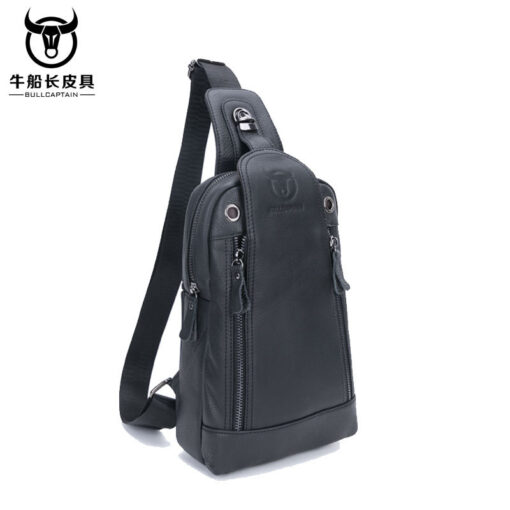 Bull Captain Men Genuine Leather Sling Chest Bag Daypacks