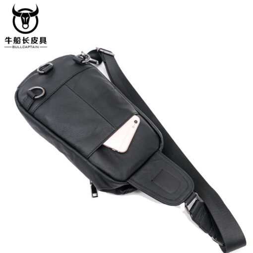 Bull Captain Crossbody Bag Leather Chest Bag for Men Sling Backpack - Image 7