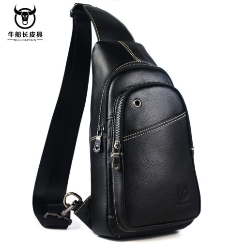 Bull Captain Men sling crossbody bag Leather Shoulder Bags Chest Pack
