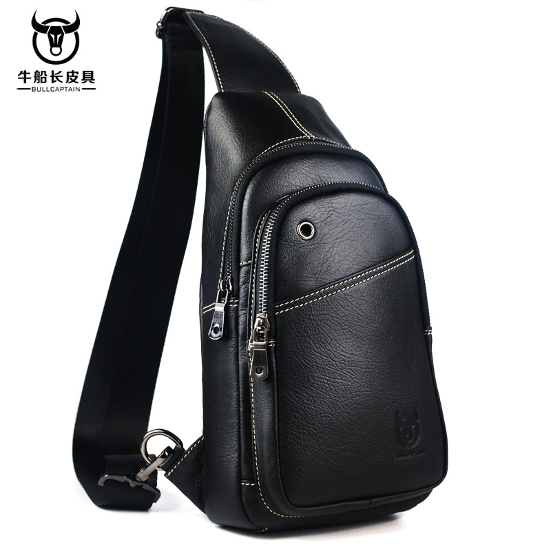 Bull Captain Men sling crossbody bag Leather Shoulder Bags Chest Pack ...