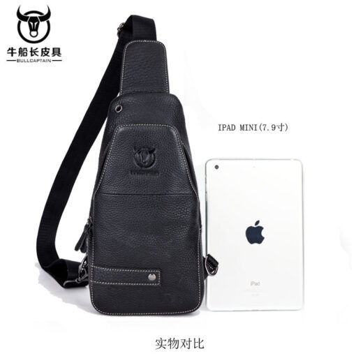Bull Captain Men Leather Sling Bag for Men Chest Bags Crossbody Pack - Image 4