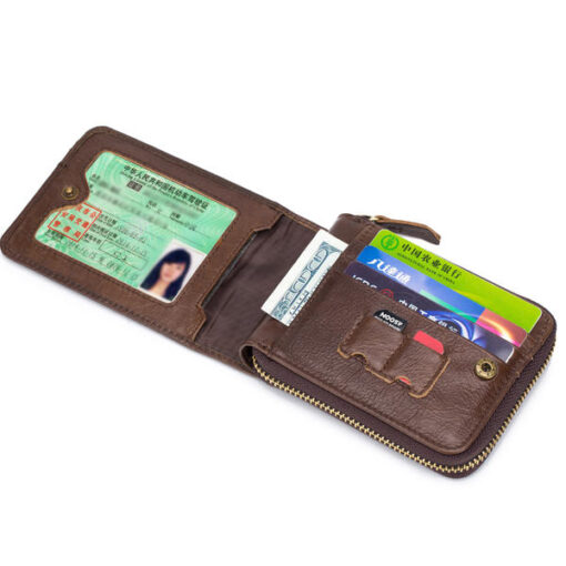 Bullcaptain Zip Around Wallet RFID Blocking Secure Leather Card Holder Wallet for Men - Image 10