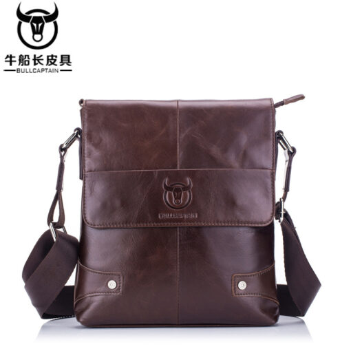Leather Men Shoulder Bags Casual Retro Men Messenger Bag Bull Captain - Image 3