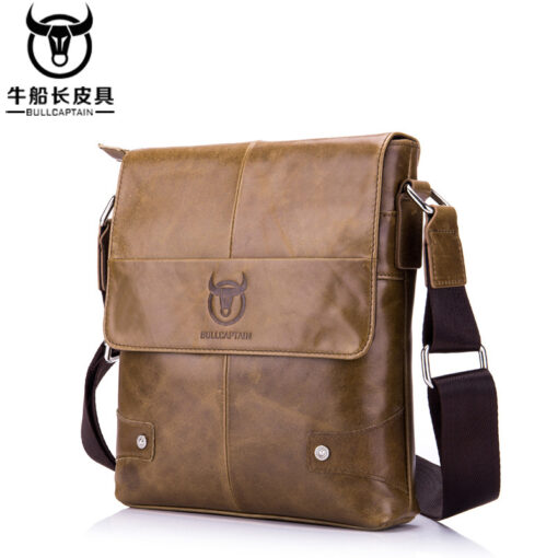 Leather Men Shoulder Bags Casual Retro Men Messenger Bag Bull Captain - Image 8