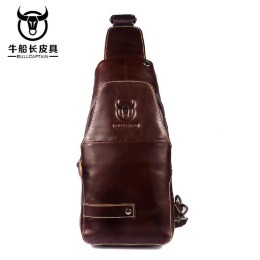 Bull Captain Men Leather Sling Bag for Men Chest Bags Crossbody Pack - Image 3