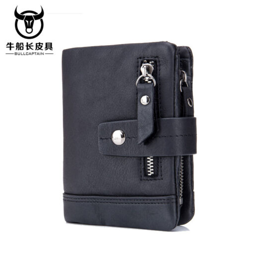 Bull Captain Men Wallet Leather Front Pocket Bifold Zipper Coin Purse - Image 2