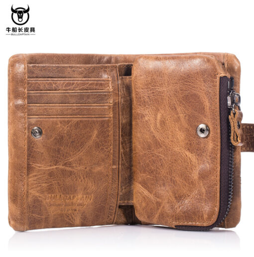 Bull Captain Men Wallets Bifold Leather Vintage Purse With 2 ID Window - Image 4