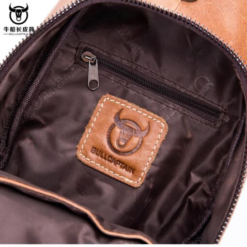 Bull Captain Crossbody Bag Genuine Leather Men Sling Chest Bags - Image 9