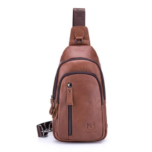 Bull Captain Leather Men Sling Shoulder Crossbody Bags Backpack - Image 3