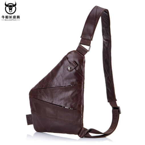 Bull Captain Cowhide Leather Sling Backpack for Men Chest Bag Crossbody - Image 2