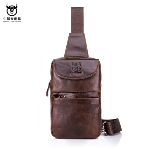 Bull Captain Genuine Leather Men Sling Chest Bag Crossbody Bags - Image 2