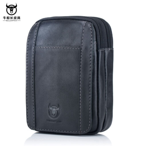 Bull Captain Men Waist packs Genuine Leather Cell Phone belt Waist Bag - Image 5