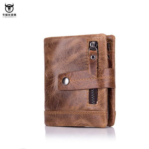 Bull Captain Men Wallet Leather Front Pocket Bifold Zipper Coin Purse - Image 3