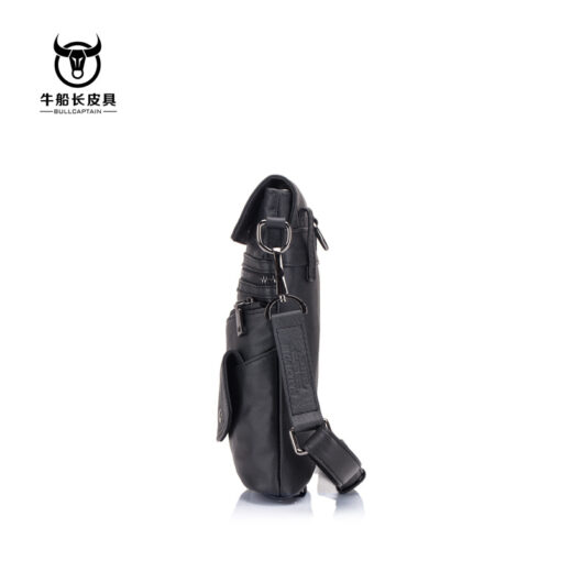 Bullcaptain Men Genuine Leather Multifunction Crossbody Bag Shoulder Bag Chest Pack Waist Bag - Image 3