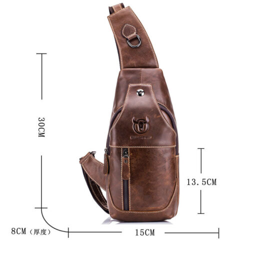Bull Captain Men Sling Backpack Genuine Leather Shoulder Bags 019 - Image 3