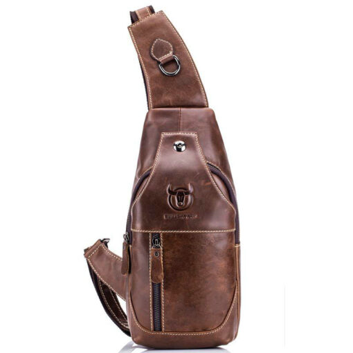 Bull Captain Men Sling Backpack Genuine Leather Shoulder Bags 019