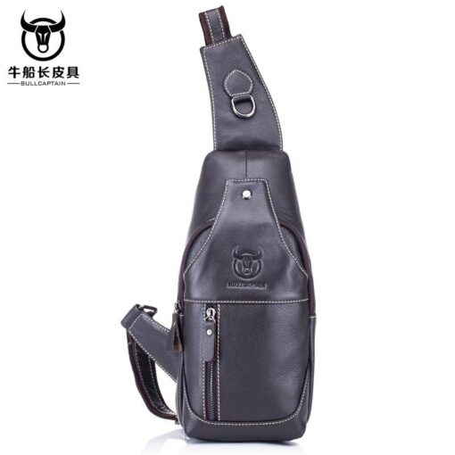 Bull Captain Men Sling Backpack Genuine Leather Shoulder Bags 019 - Image 5