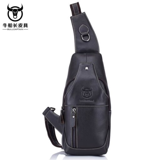 Bull Captain Men Sling Backpack Genuine Leather Shoulder Bags 019 - Image 6