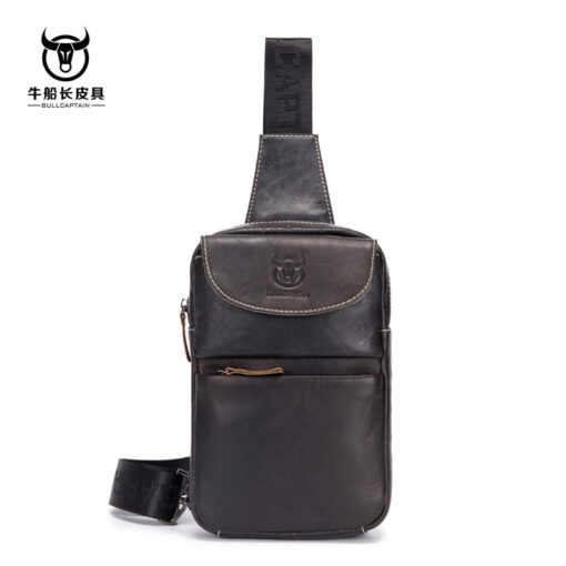Bull Captain Genuine Leather Men Sling Chest Bag Crossbody Bags - Image 3