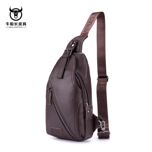Men Genuine Leather Large Capacity Shoulder Bag Crossbody Bag For Business