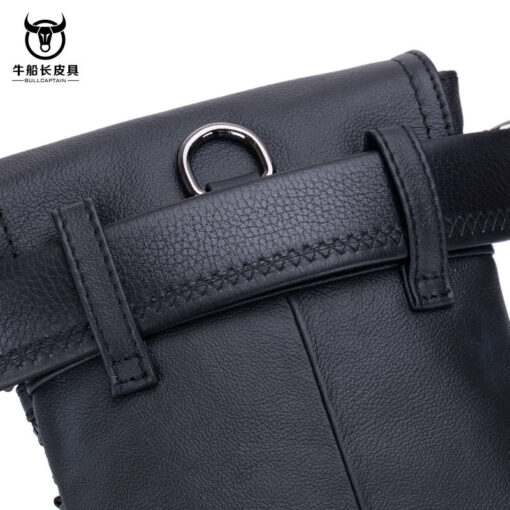 Bullcaptain Men Genuine Leather Multifunction Crossbody Bag Shoulder Bag Chest Pack Waist Bag - Image 7