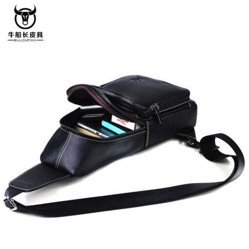 Bull Captain Men sling crossbody bag Leather Shoulder Bags Chest Pack - Image 5