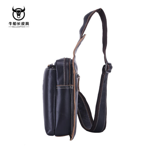 Bull Captain Men Bags Shoulder Leather Sling Cross Body Bag Chest Pack - Image 5