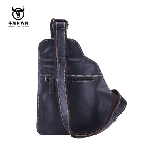 Bull Captain Men Bags Shoulder Leather Sling Cross Body Bag Chest Pack - Image 6