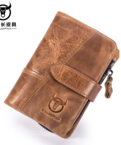 Bull Captain Men Wallets Bifold Leather Vintage Purse With 2 ID Window