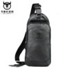 Bullcaptain Men Leather Chest Big Bag Vintage Travel Fashion Crossbody Shoulder Bag - Image 6