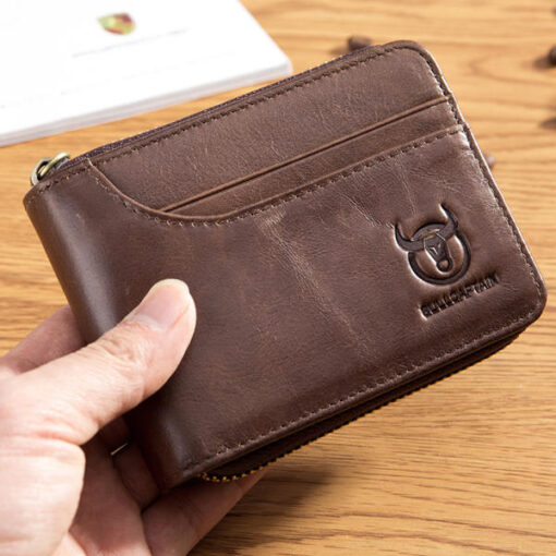 Bullcaptain Zip Around Wallet RFID Blocking Secure Leather Card Holder Wallet for Men - Image 6