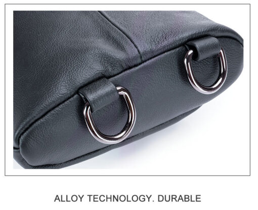 Bullcaptain Men Genuine Leather Multifunction Crossbody Bag Shoulder Bag Chest Pack Waist Bag - Image 9