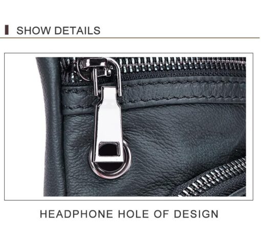 Bullcaptain Men Genuine Leather Multifunction Crossbody Bag Shoulder Bag Chest Pack Waist Bag - Image 10
