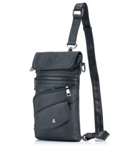 Bullcaptain Men Genuine Leather Multifunction Crossbody Bag Shoulder Bag Chest Pack Waist Bag