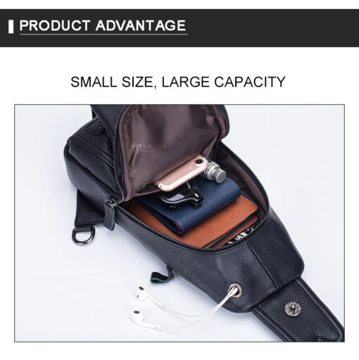 Men Genuine Leather Large Capacity Shoulder Bag Crossbody Bag For Business - Image 12