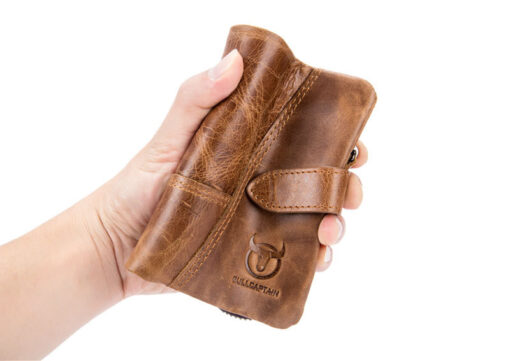 Bull Captain Men Wallets Bifold Leather Vintage Purse With 2 ID Window - Image 7