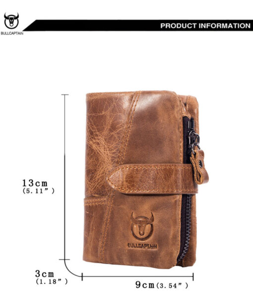 Bull Captain Men Wallets Bifold Leather Vintage Purse With 2 ID Window - Image 8