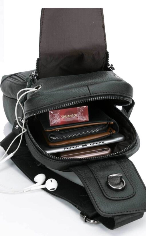 Bull Captain Men Genuine Leather Sling Chest Bag Daypacks - Image 6