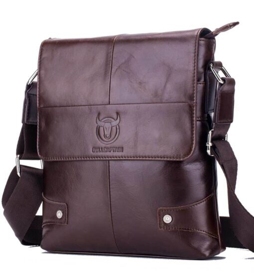 Leather Men Shoulder Bags Casual Retro Men Messenger Bag Bull Captain